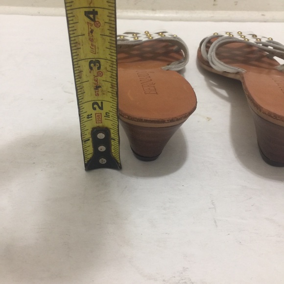 Bernardo WM Sz/7.5N White Leather Cross Straps Gold Embellished Pump Sandal - Picture 8 of 10